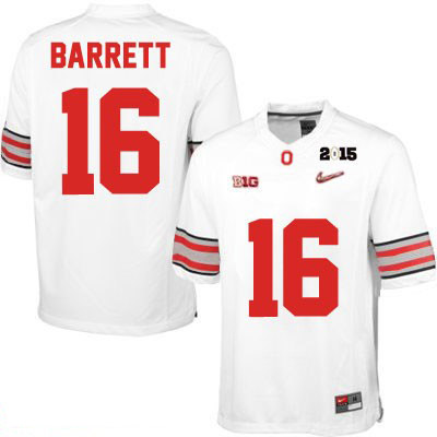 Men's NCAA Ohio State Buckeyes J.T. Barrett #16 College Stitched Diamond Quest 2015 Patch Authentic Nike White Football Jersey VK20F38CA